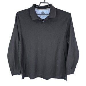 Mens Black RTY Trademark Polo Shirt Long Sleeve Cotton Blend Size XL